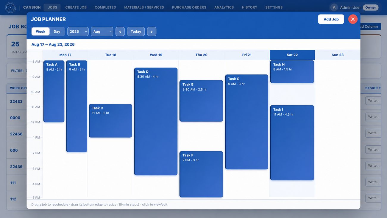 Universal Workflow job planner